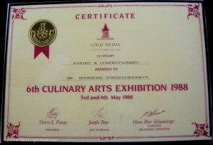 PASTRY & CONFECTIONERY  IN CATEGORY GOLD MEDAL CERTIFICATE 